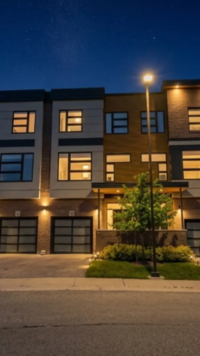 Vertical still from a twilight townhome shoot